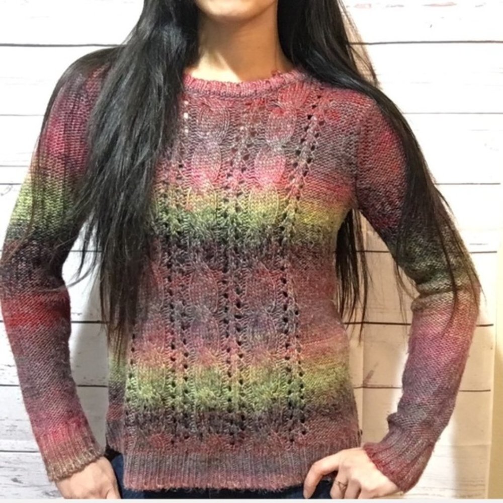 KENSIE Crochet Pattern Open Weave Hippie Boho Sweater EUC sz M